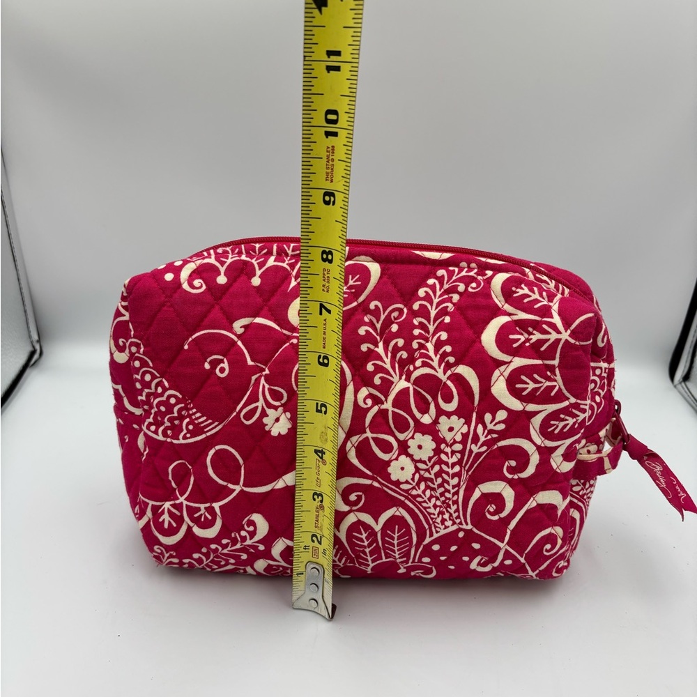 Vera Bradley Large Cosmetic Bag in Twirly Bird Pink Pattern, Waterproof Lining - Picture 11 of 11